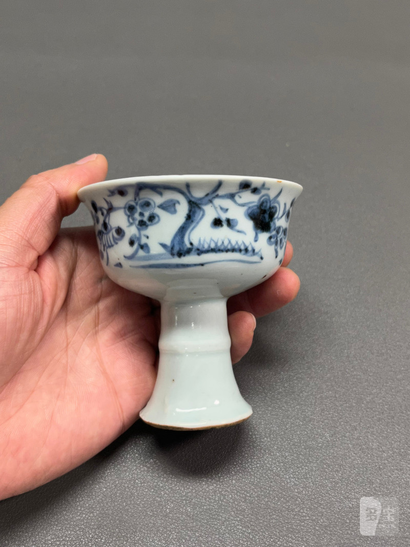 元  青花花卉纹高足杯 - 图6